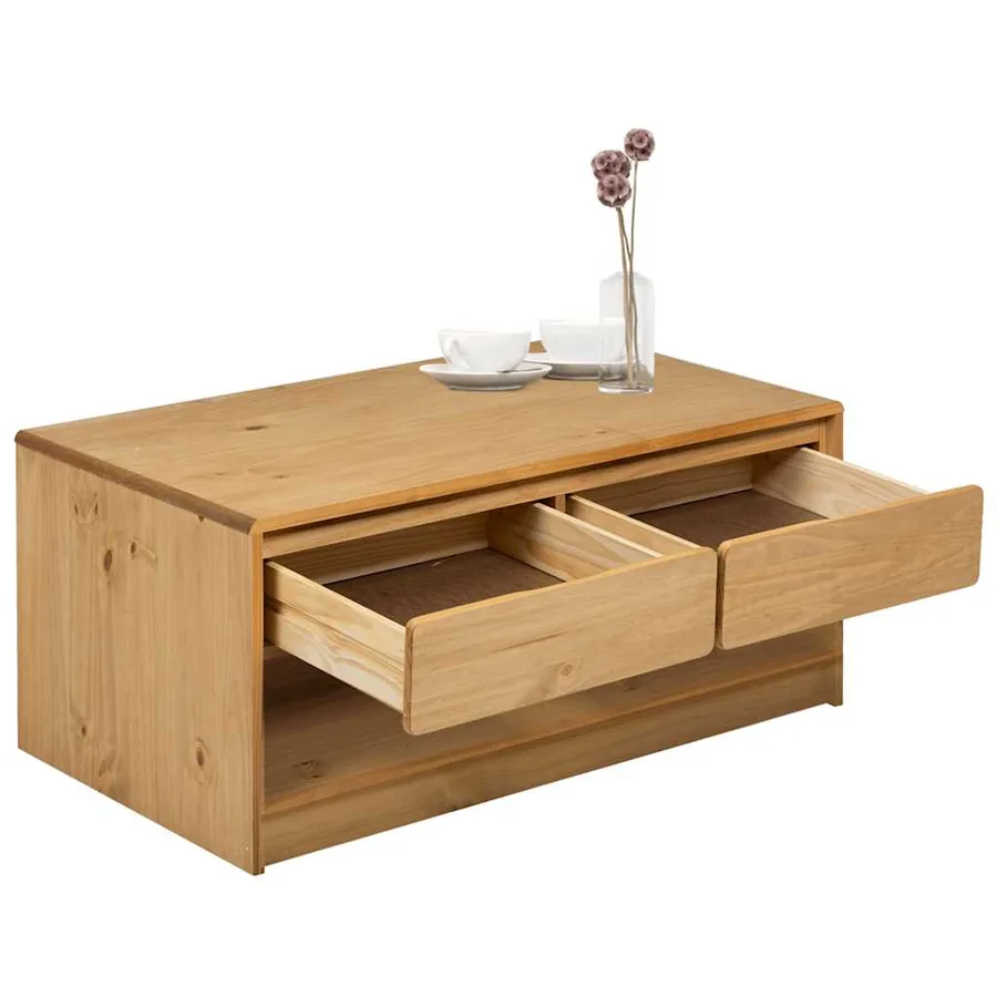 Table basse SAUDA chêne 99x55x45 cm bois de pin massif - 3