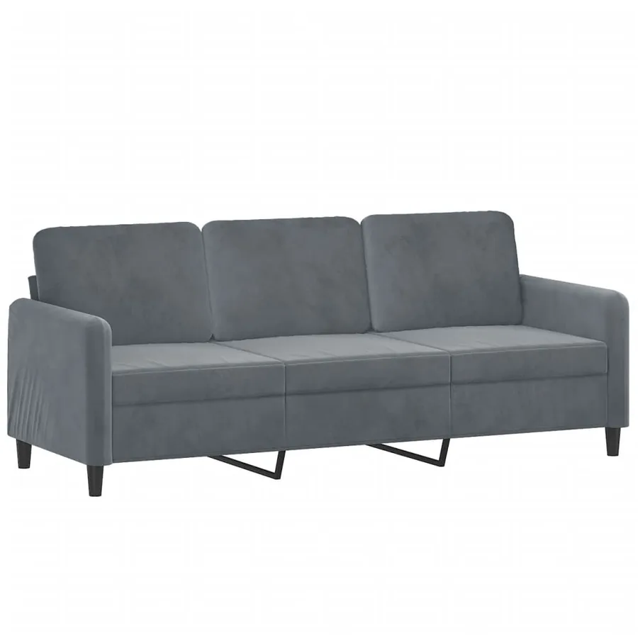 Canapé à 3 places avec repose-pieds Gris foncé 180 cm Velours - 4