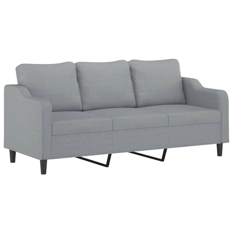 Canapé à 3 places avec repose-pieds Gris clair 180 cm Tissu - 4
