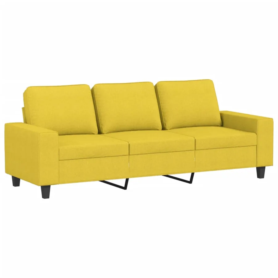 Canapé à 3 places avec repose-pieds Jaune clair 180 cm Tissu - 3