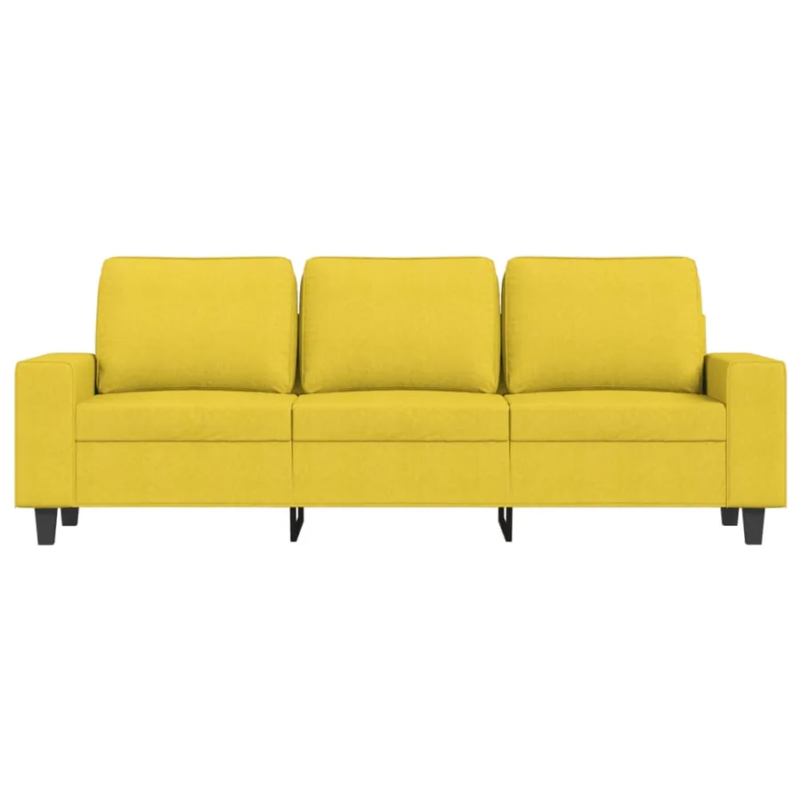 Canapé à 3 places avec repose-pieds Jaune clair 180 cm Tissu - 4