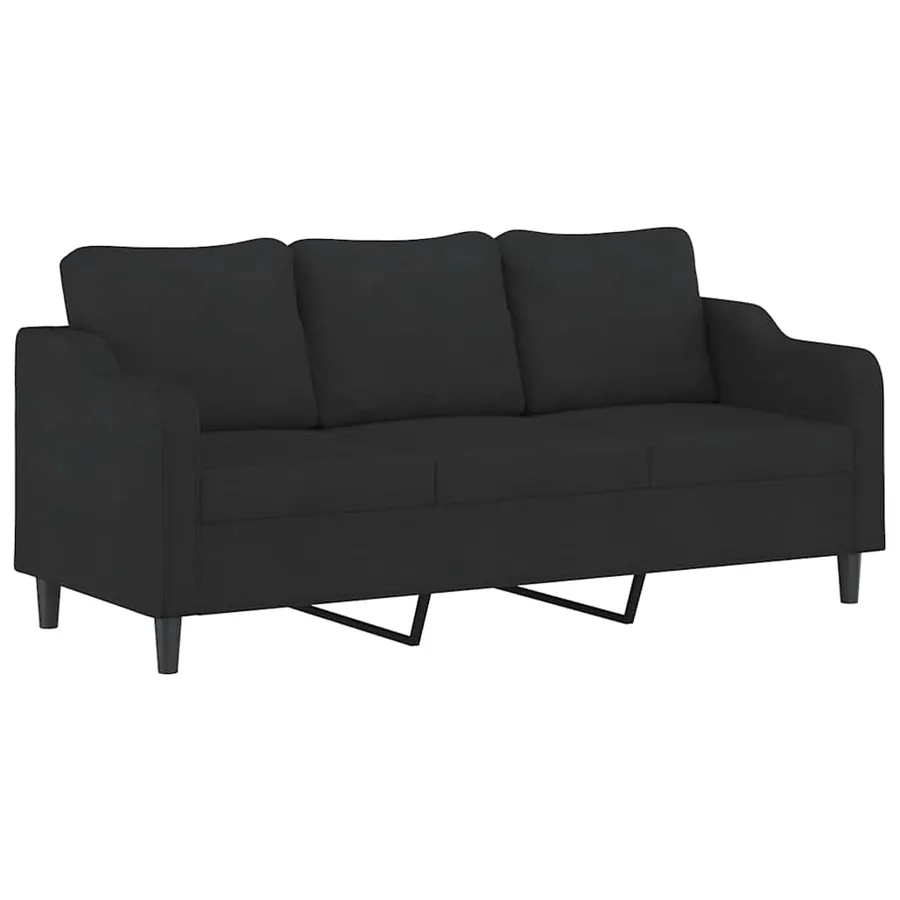 Canapé 3 places avec oreillers décoratifs noir 180 cm tissu - 4