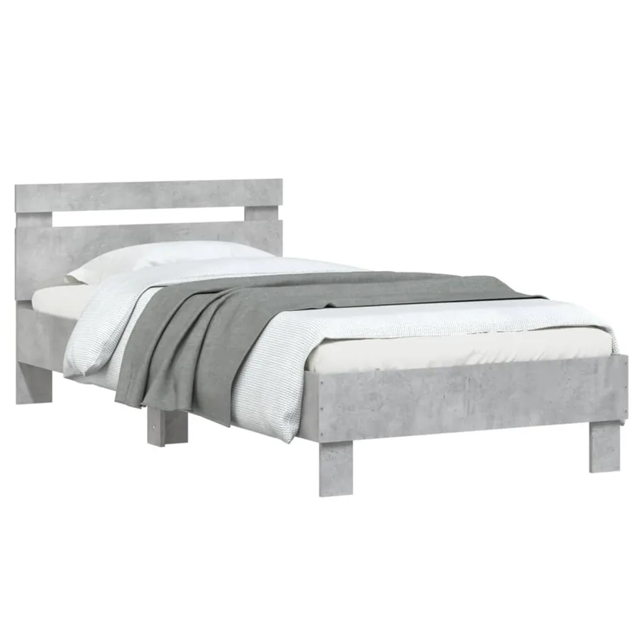 Cadre de lit sans matelas avec tête de lit gris béton 90x200 cm - 4