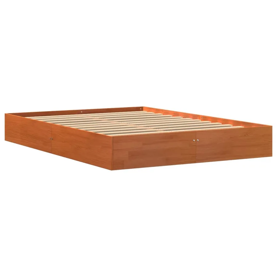 Cadre de lit sans matelas cire marron 120x200cm bois pin massif - 3