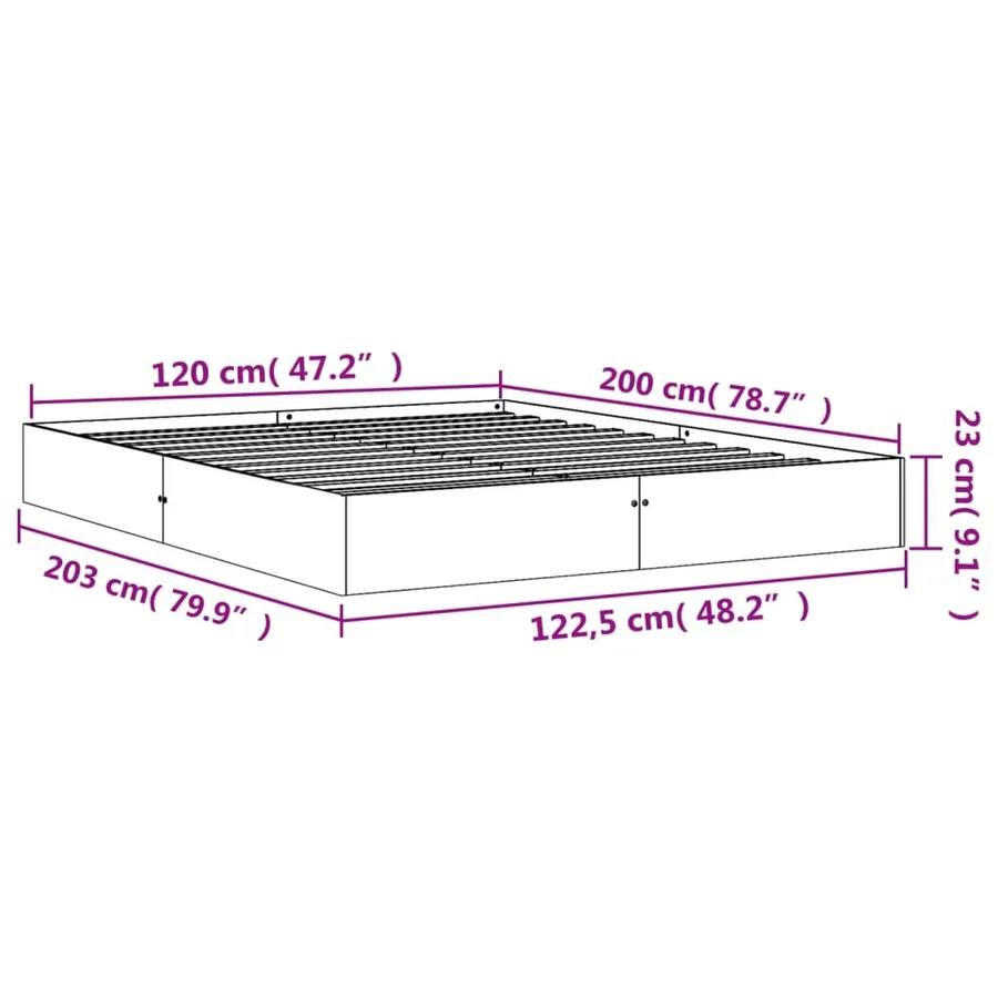 Cadre de lit sans matelas cire marron 120x200cm bois pin massif - 8