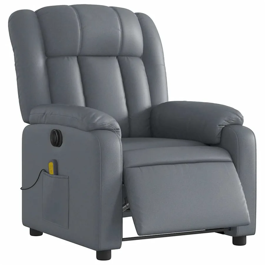 Fauteuil de massage inclinable électrique gris similicuir - 3