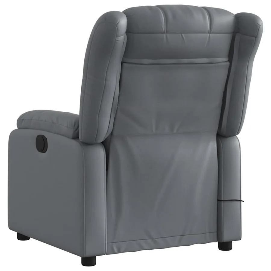Fauteuil de massage inclinable électrique gris similicuir - 5