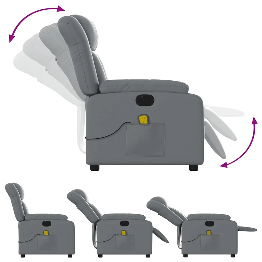 Fauteuil de massage inclinable électrique gris similicuir - 7
