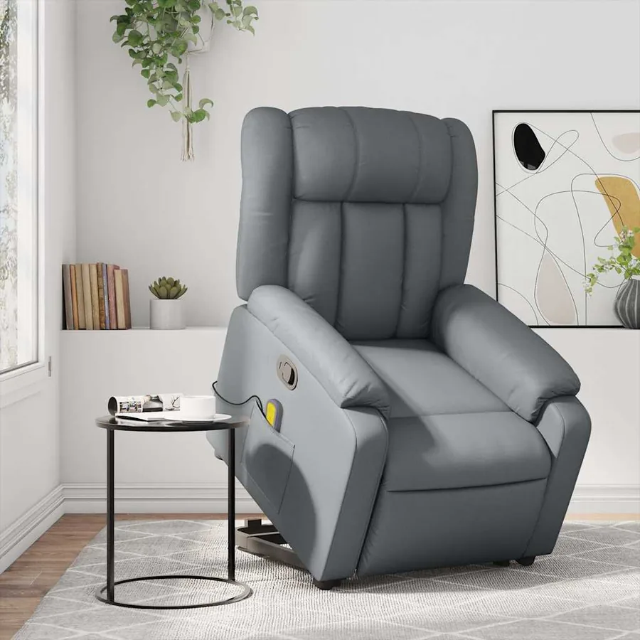 Fauteuil inclinable de massage Gris Similicuir - 15
