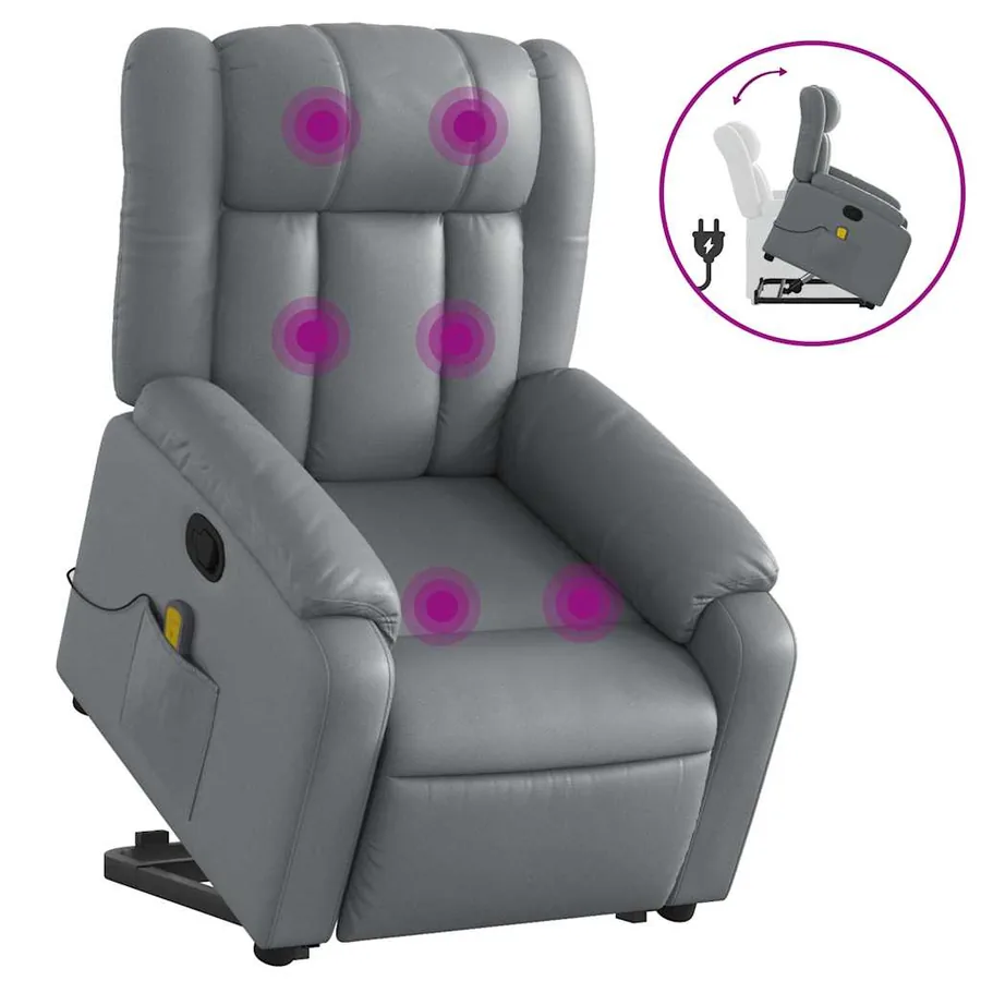 Fauteuil inclinable de massage Gris Similicuir - 2