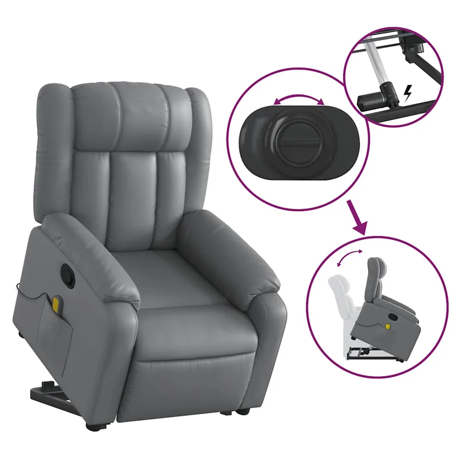 Fauteuil inclinable de massage Gris Similicuir - 6