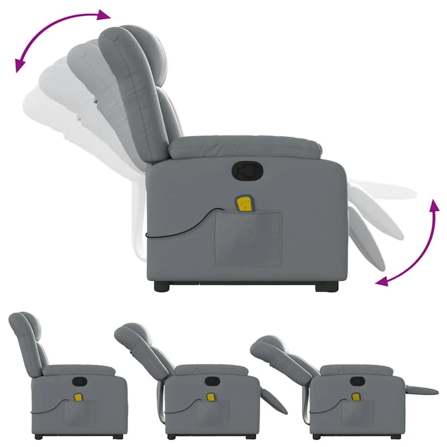 Fauteuil inclinable de massage Gris Similicuir - 7