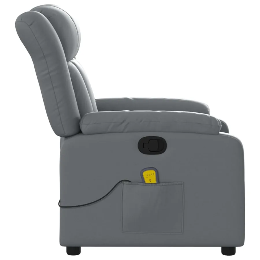 Fauteuil de massage inclinable gris similicuir - 8