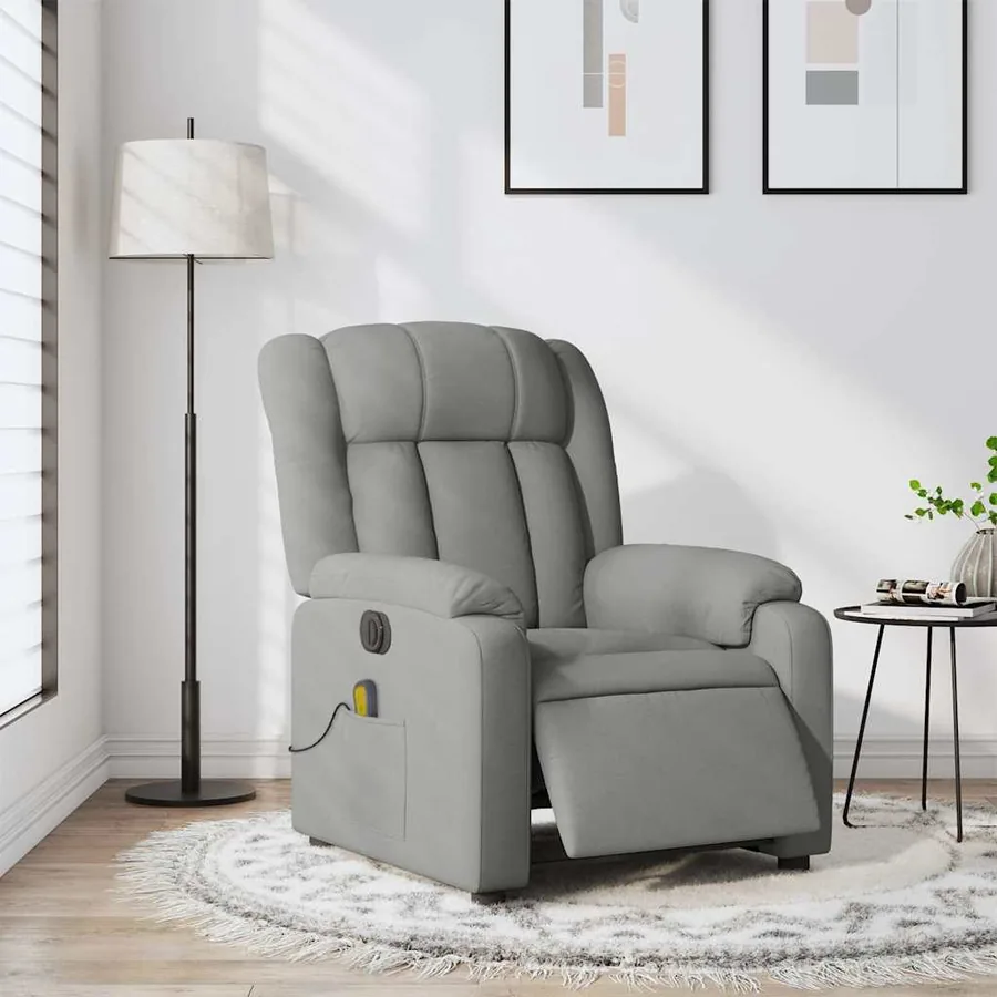 Fauteuil de massage inclinable électrique gris clair tissu - 15
