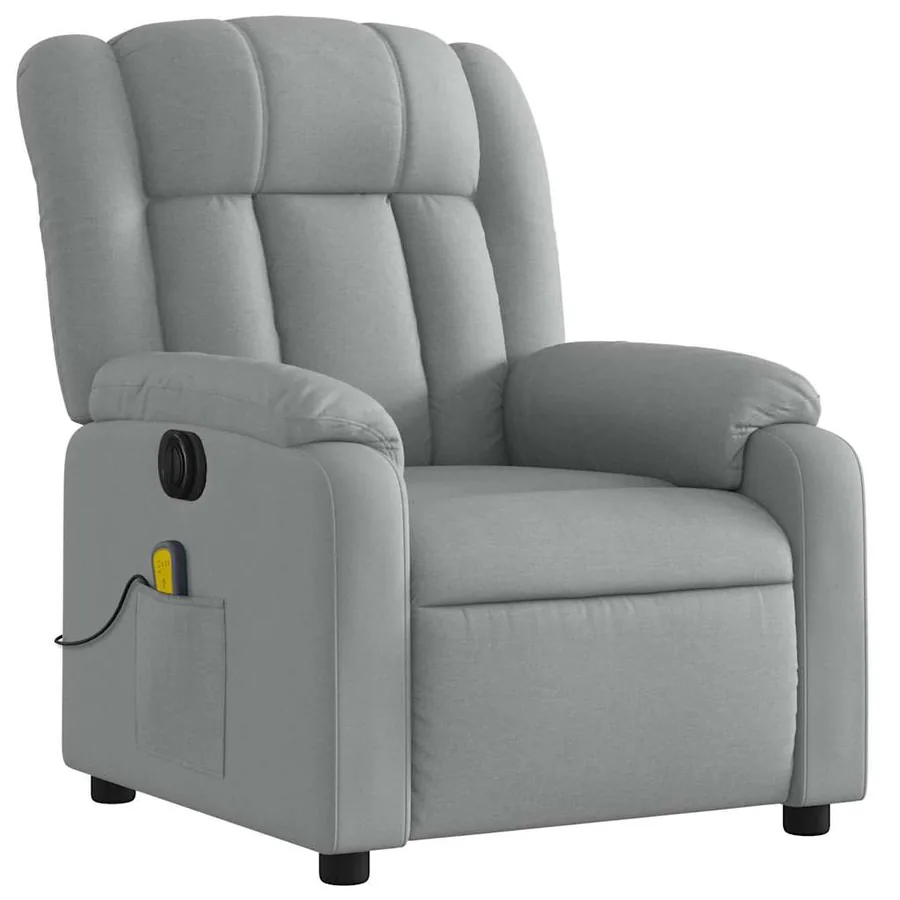 Fauteuil de massage inclinable électrique gris clair tissu - 4