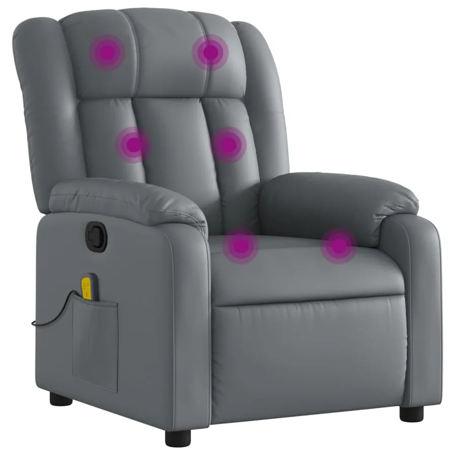Fauteuil de massage inclinable gris similicuir - 2