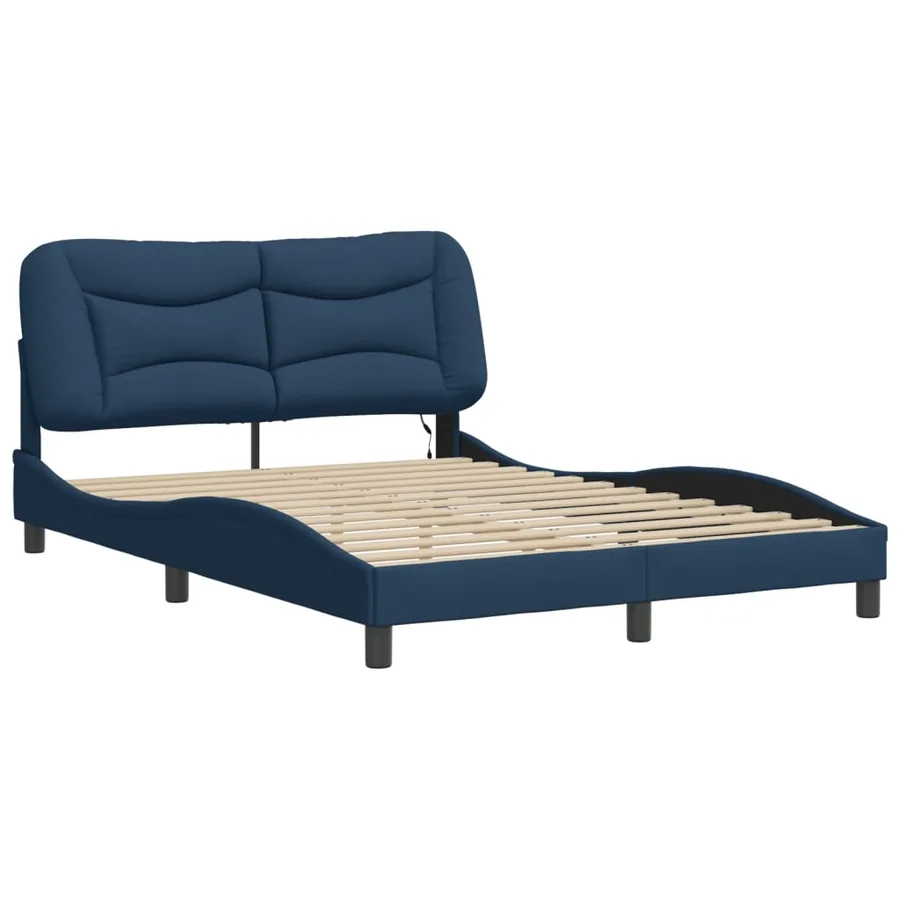 Cadre de lit avec LED sans matelas Hvar bleu 140x200 cm tissu - 3