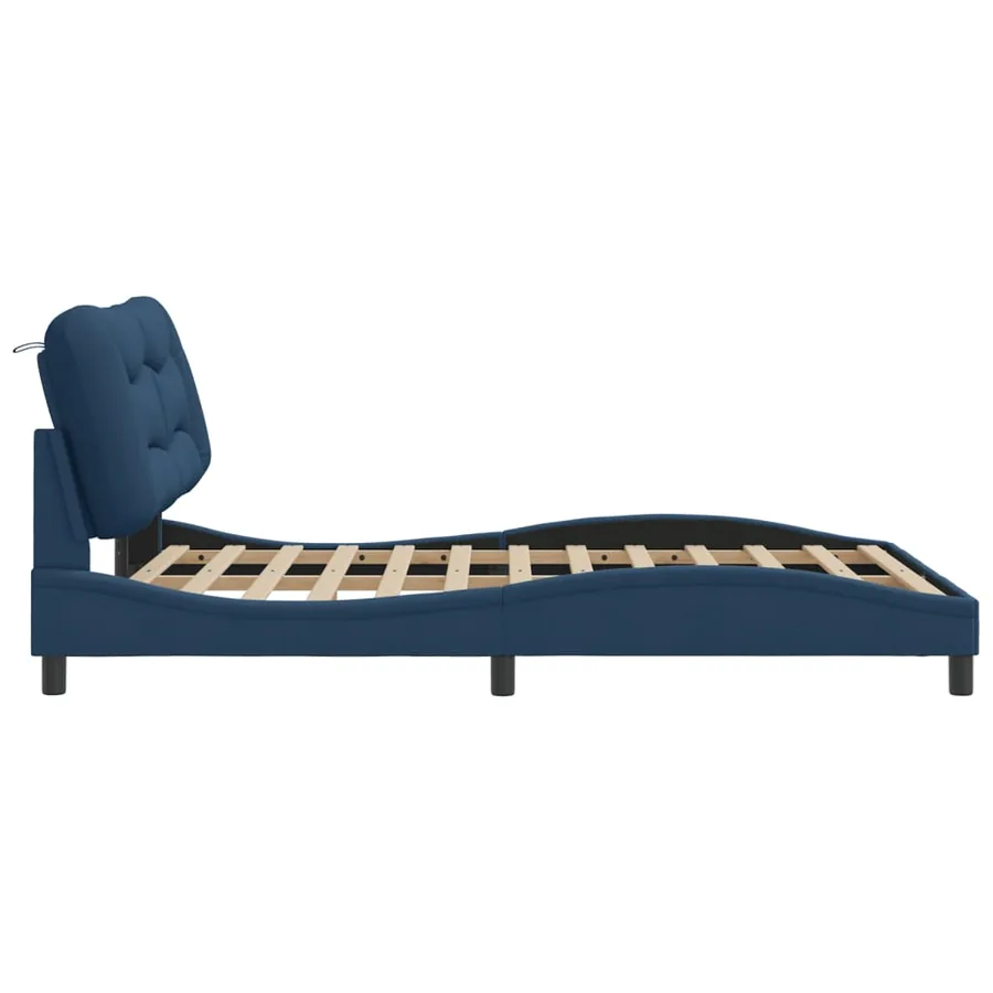 Cadre de lit avec LED sans matelas Hvar bleu 140x200 cm tissu - 8