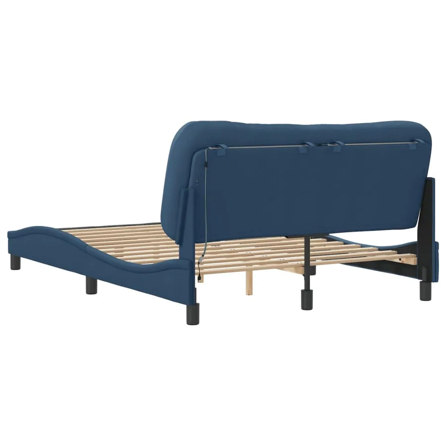 Cadre de lit avec LED sans matelas Hvar bleu 140x200 cm tissu - 9