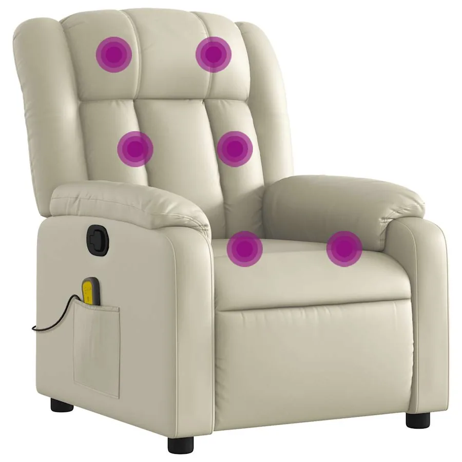 Fauteuil inclinable de massage Crème Similicuir - 2