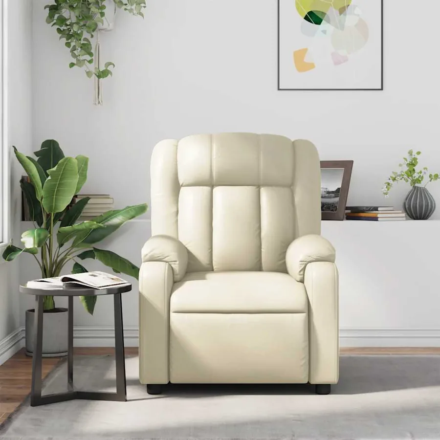 Fauteuil inclinable de massage Crème Similicuir - 3