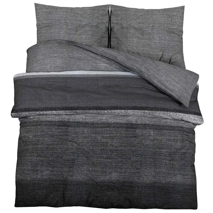 Ensemble de housse de couette gris foncé 140x200 cm Coton - 2