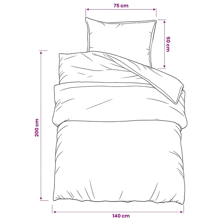 Ensemble de housse de couette Noir 140x200 cm Coton - 6