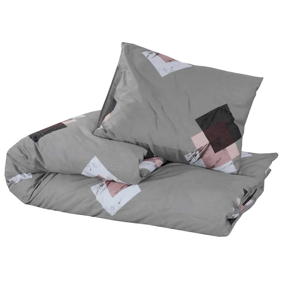 Ensemble de housse de couette Gris 200x200 cm Coton - 3