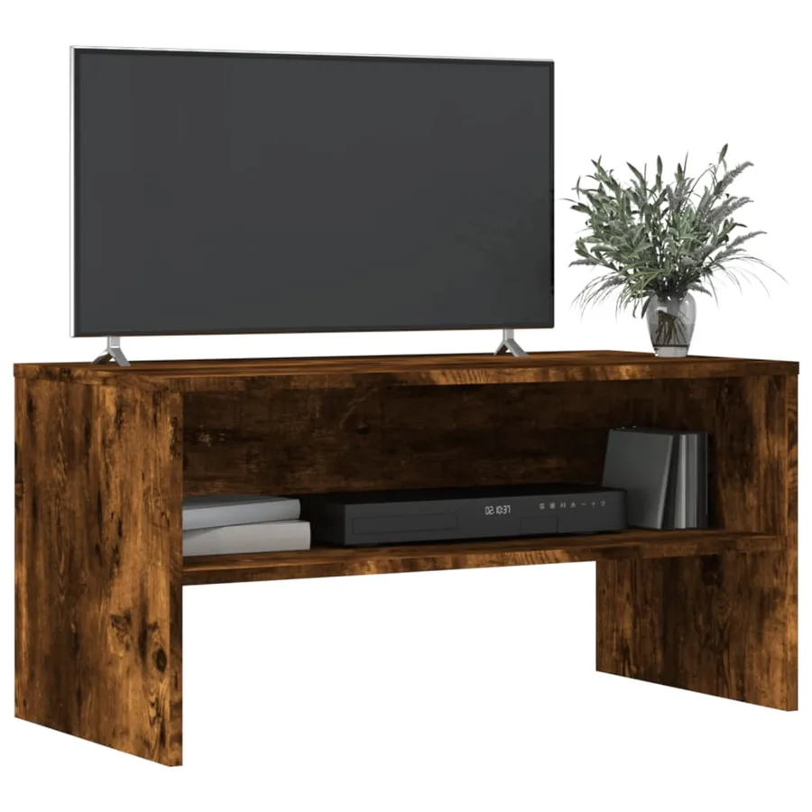 Meuble TV chêne fumé 80x40x40 cm bois d'ingénierie - 3