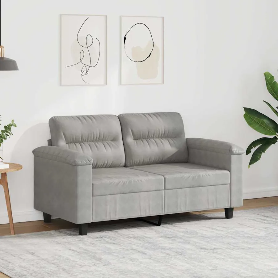 Canapé à 2 places Gris clair 120 cm Tissu microfibre