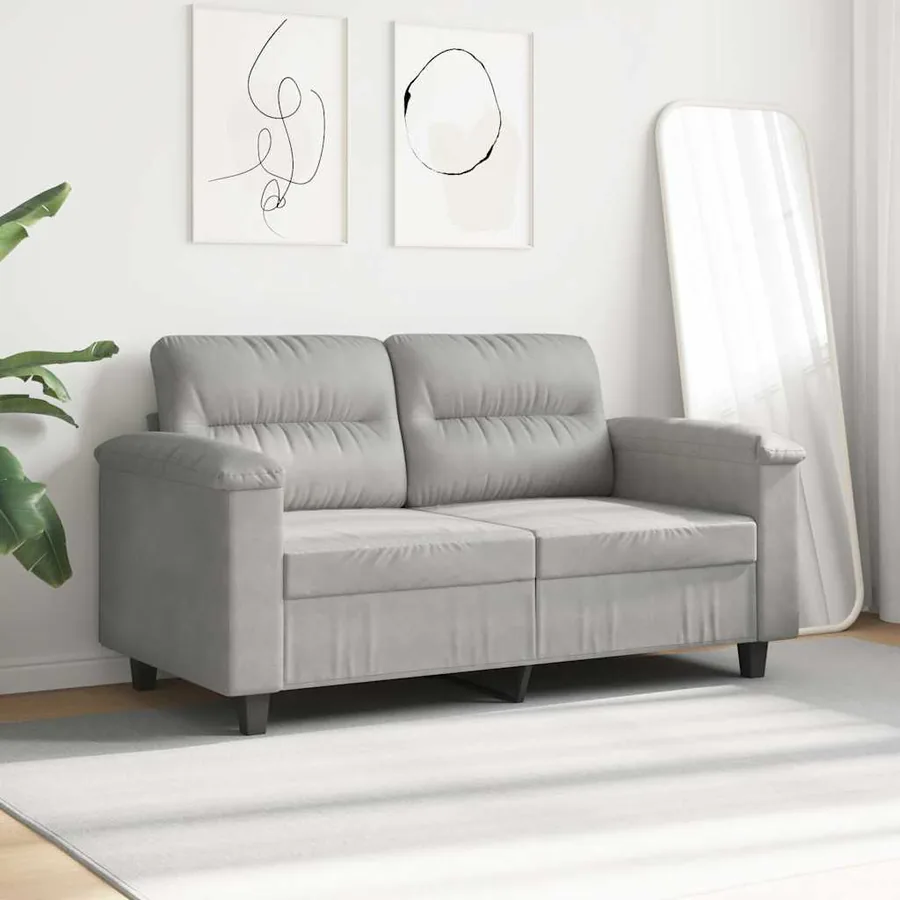 Canapé à 2 places Gris clair 120 cm Tissu microfibre - 3