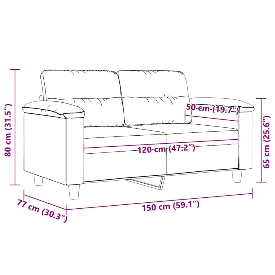 Canapé à 2 places Gris clair 120 cm Tissu microfibre - 9