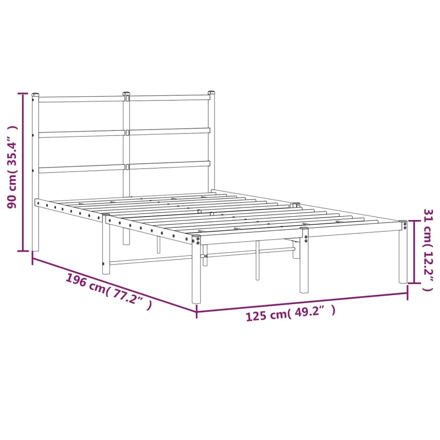 Cadre de lit métal sans matelas et tête de lit blanc 120x190 cm - 10