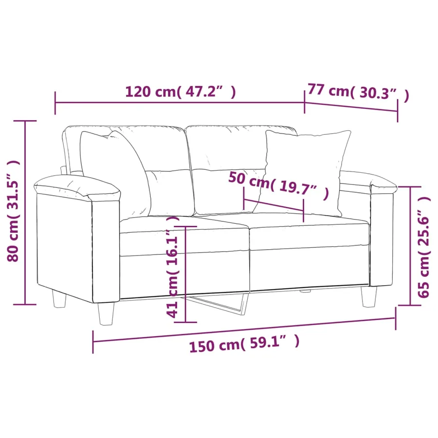 Canapé 2 places avec oreillers gris foncé 120 cm - 8