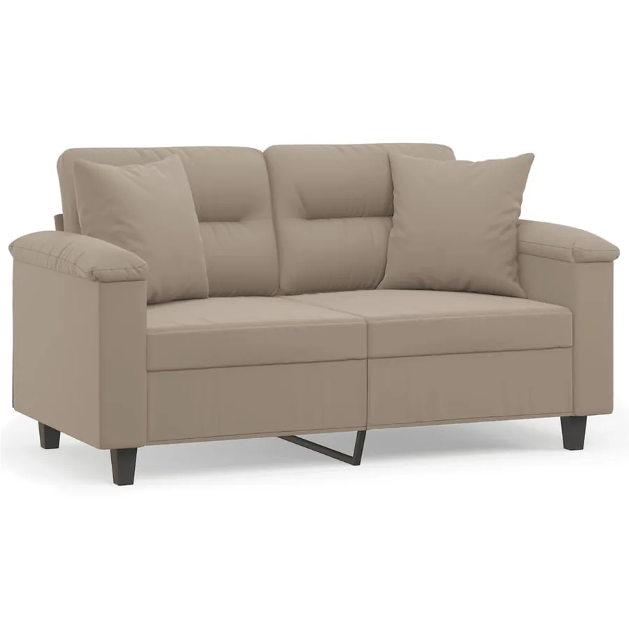 Canapé 2 places avec oreillers taupe 120 cm tissu microfibre - 2