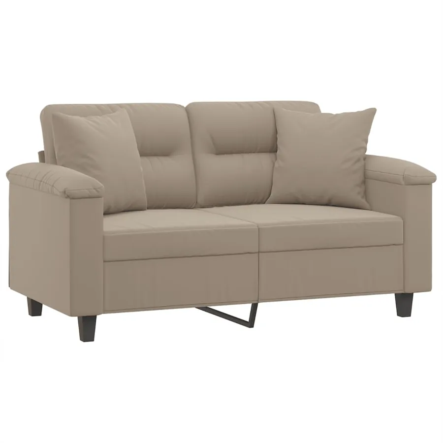 Canapé 2 places avec oreillers taupe 120 cm tissu microfibre - 3