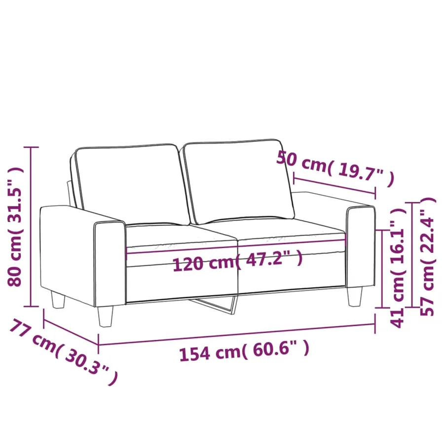 Canapé à 2 places Jaune clair 120 cm Tissu - 8