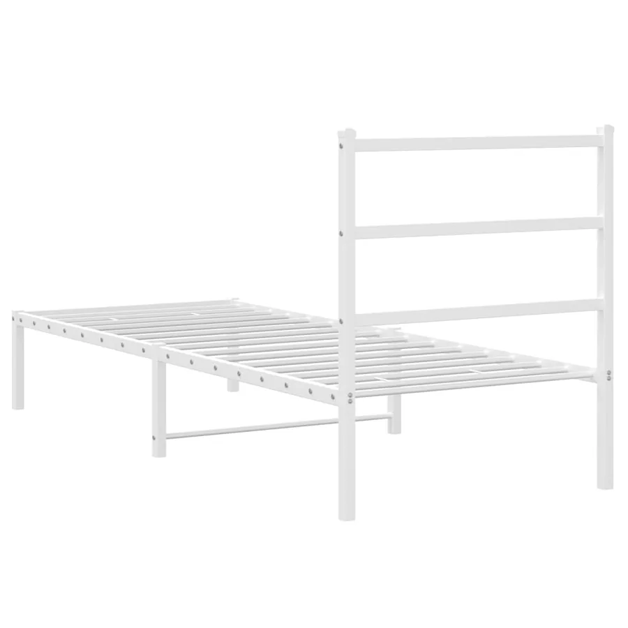 Cadre de lit métal sans matelas avec tête de lit blanc 80x200cm - 7