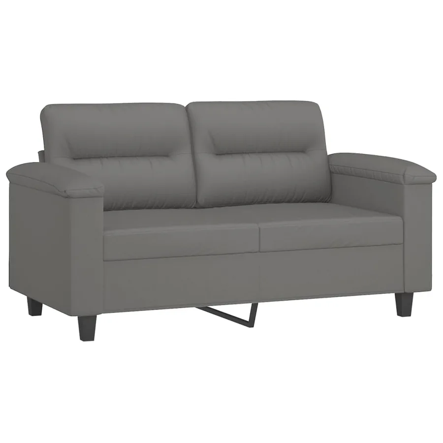 Ensemble de canapés 2 pcs coussins gris foncé tissu microfibre - 3