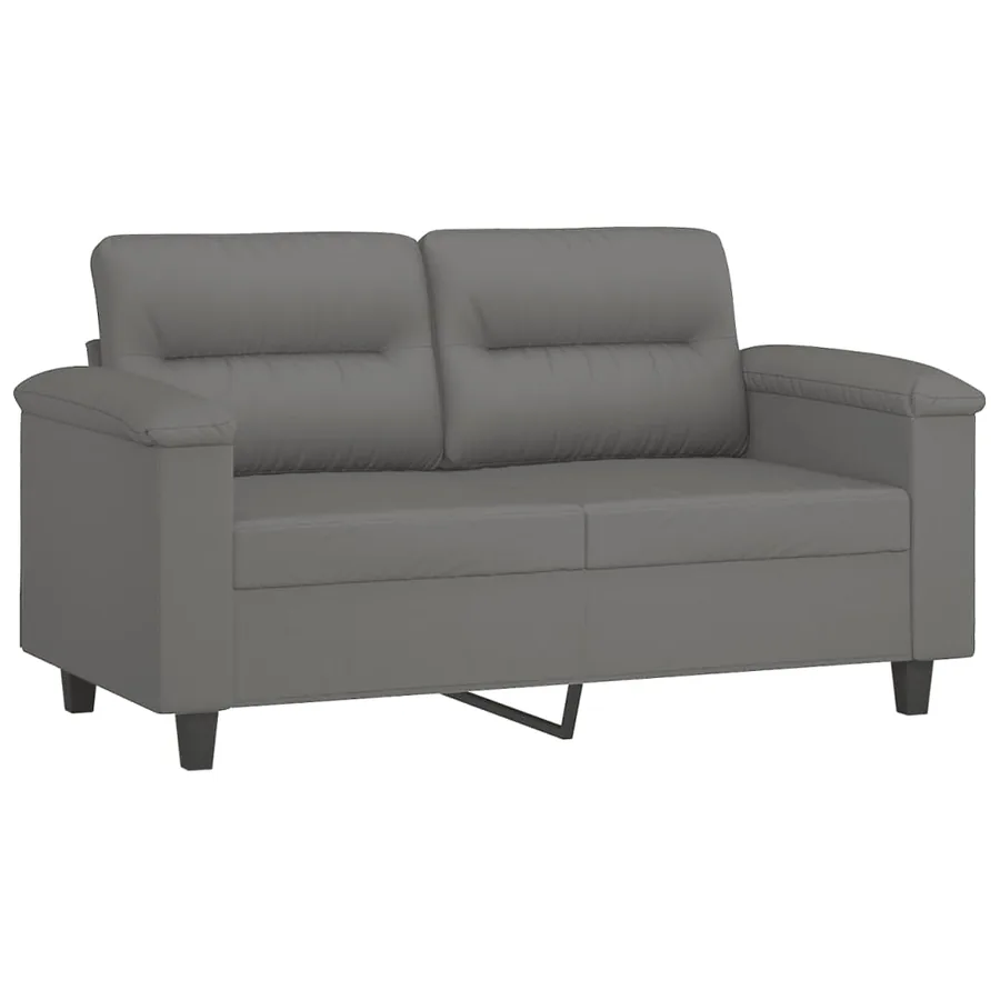 Ensemble de canapés 2 pcs coussins Gris foncé Tissu microfibre - 3