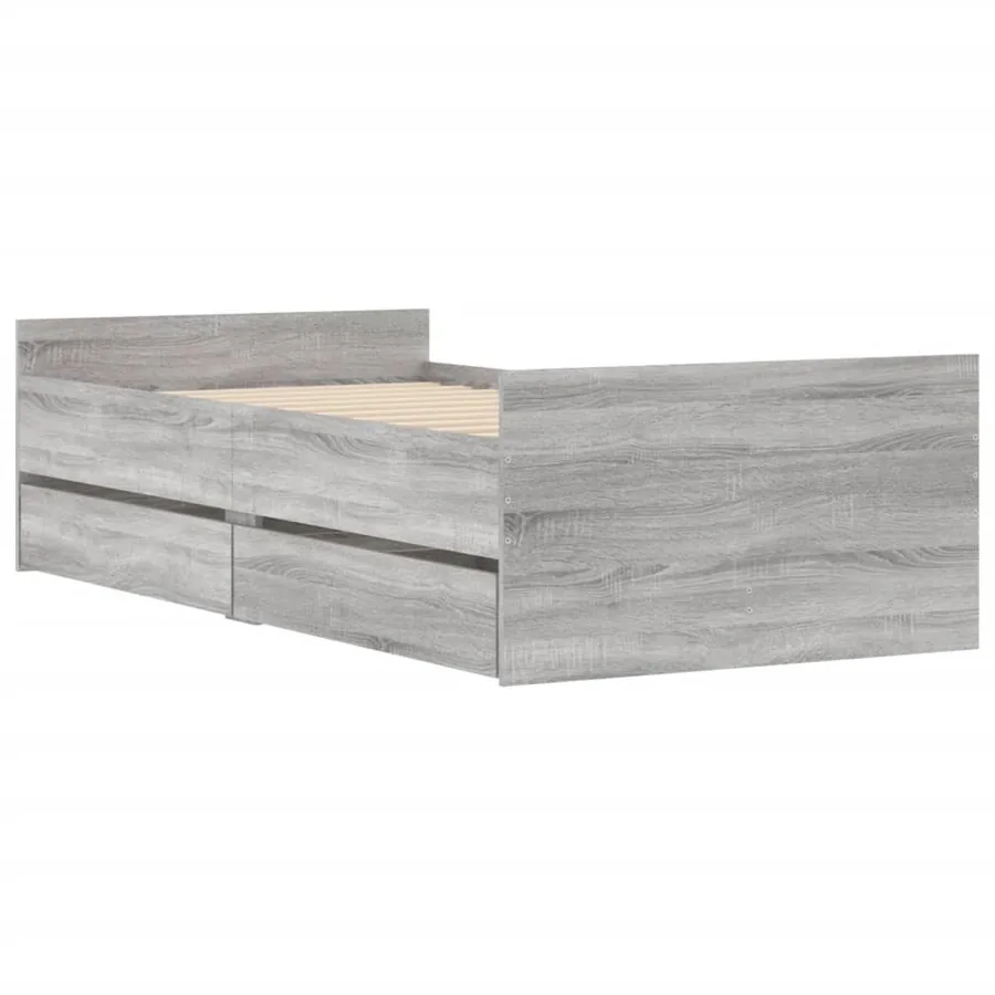 Cadre de lit avec tiroirs sans matelas sonoma gris 90x200 cm - 4