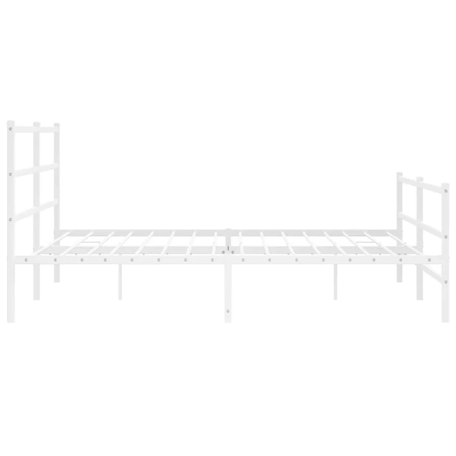 Cadre de lit métal sans matelas et pied de lit blanc 200x200 cm - 6