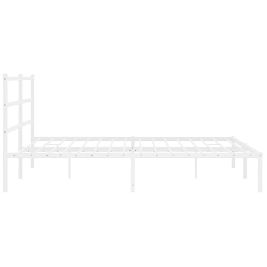 Cadre de lit métal sans matelas et tête de lit blanc 180x200 cm - 6