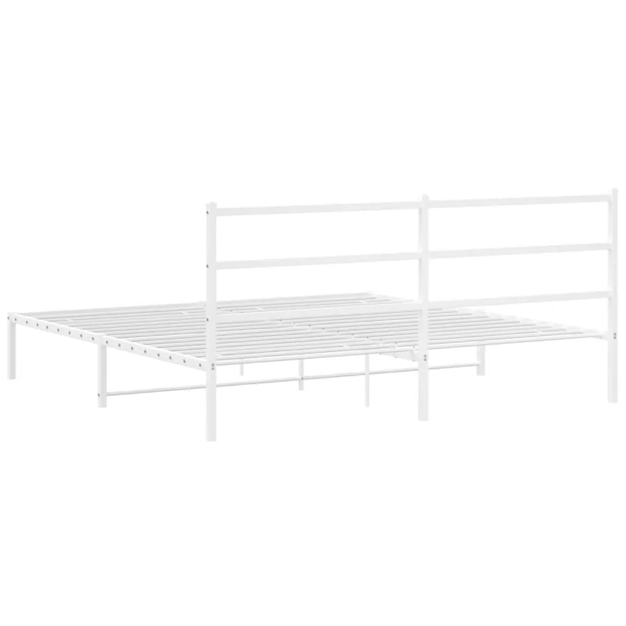Cadre de lit métal sans matelas et tête de lit blanc 180x200 cm - 7