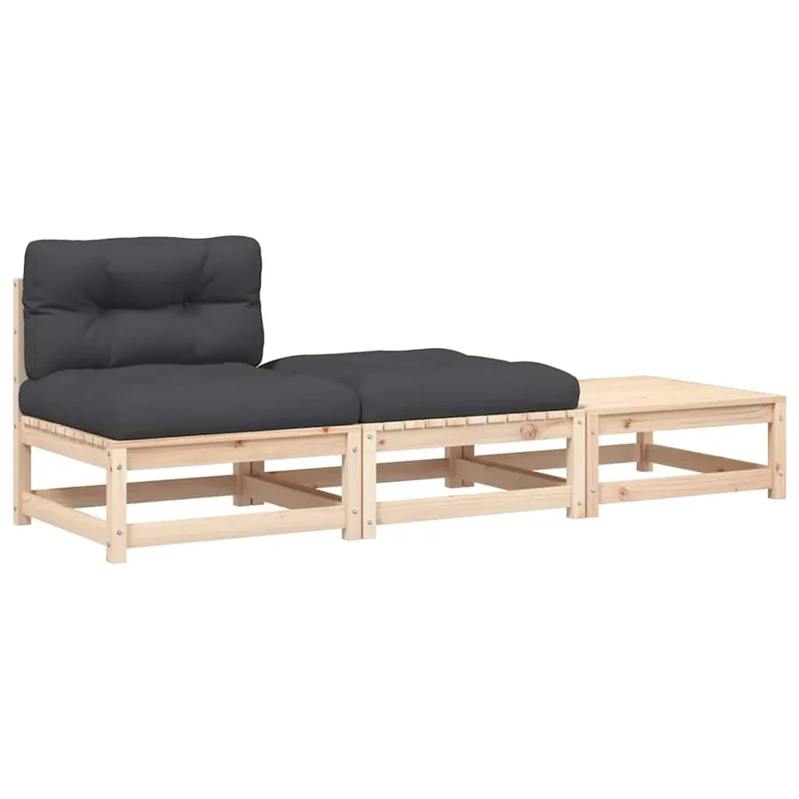 Canapé de jardin sans accoudoirs avec coussins et repose-pieds - 2