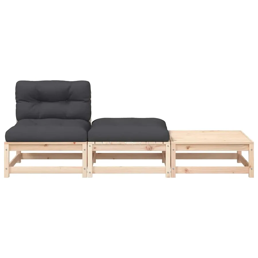 Canapé de jardin sans accoudoirs avec coussins et repose-pieds - 5