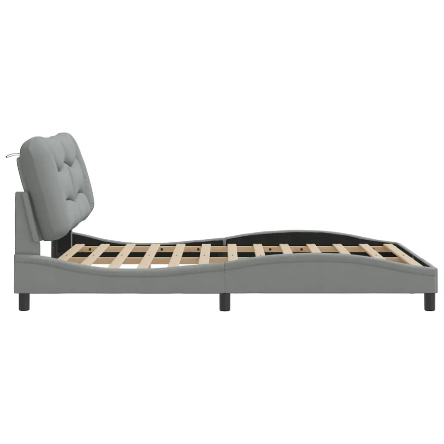 Cadre de lit avec LED sans matelas Hvar gris clair 140x200 cm tissu - 8