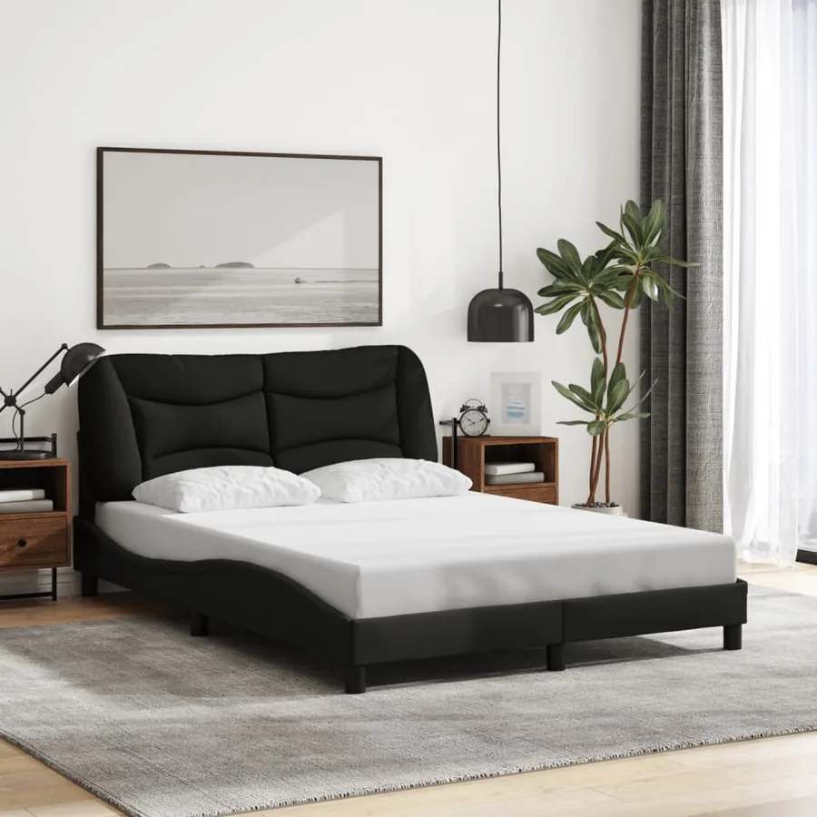 Cadre de lit avec LED sans matelas Hvar noir 140x200 cm tissu - 4