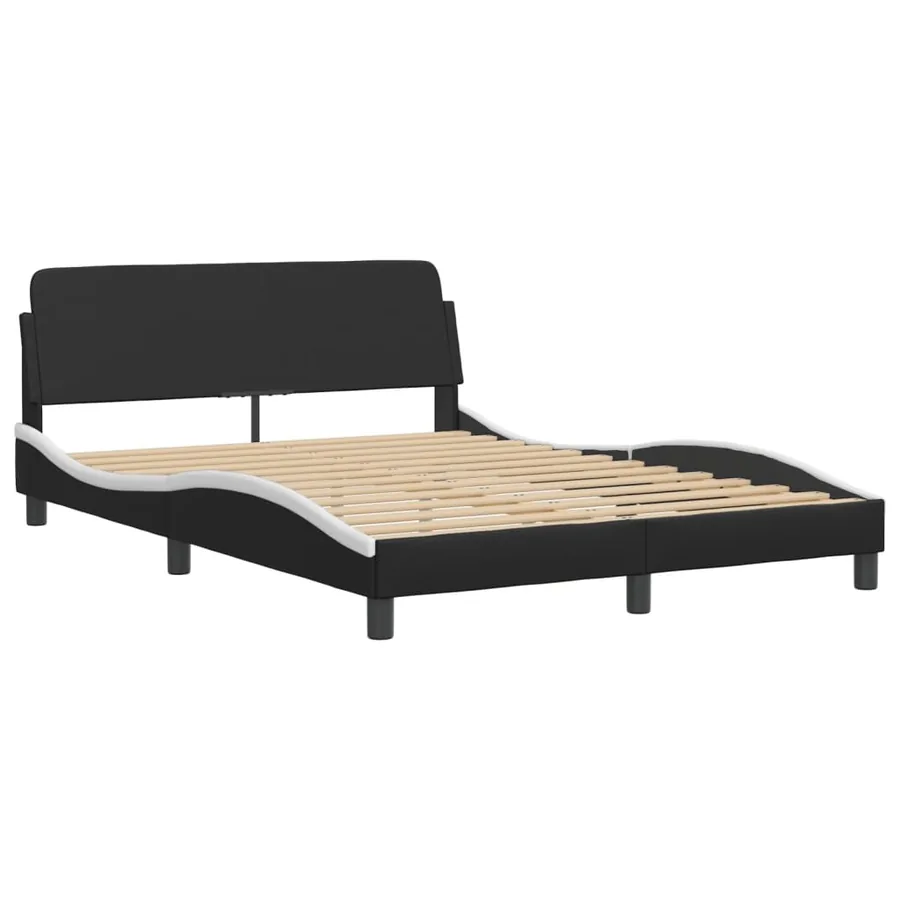 Cadre de lit avec LED sans matelas Hvar noir et blanc 140x200 cm - 7
