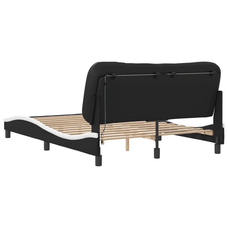 Cadre de lit avec LED sans matelas Hvar noir et blanc 140x200 cm - 9